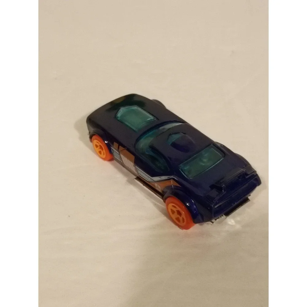 Hot Wheels Fast Fish Navy Blue Teal Windows Orange Wheels Loose 1/64 Scale Car